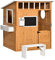 Outsunny Cabane de Jeu pour Enfant Maison de Jardin en Bois Porte et fenêtres, Banc, Boite aux Lettres, Tableau, de 3 à 8 Ans dim. 122L x 108l x 135,5H cm Bois Naturel