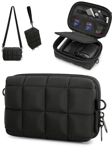 bagsmart Digitalkameratasche, Dehnbare Schutzhülle mit 2 Tragemöglichkeiten, leichte und wasserdichte kleine Kameratasche für Canon PowerShot/Sony DSCW800/DSCW830/GoPro, Schwarz