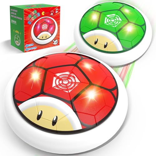 POPERFUN Air Power Fußball mit LED, Indoor Outdoor Hover Fußball Spielzeug für Jungen und Mädchen 3-12 Jahren, Schwebender Fussball Geburtstags