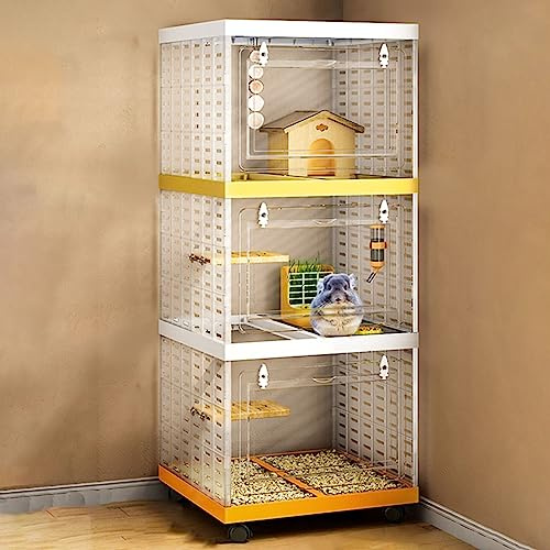 Kaninchenkäfig für den Innenbereich mit transparenter Acrylplatte – Chinchilla- und Meerschweinchenkäfig – leicht zu bewegliches Kleintiergehege mit Zubehör