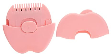 Haarschneidekamm Rosa Tragbar 2-in-1 für Pony, Spliss | für Mädchen und Frauen, Einfache Handhabung, Apfelförmig, Metall und Kunststoff, Schneller Schnitt