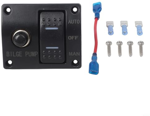 Panel de interruptor de bomba de sentina de 3 vías, bombas de sentina de 12 V para barcos, interruptor de bomba de sentina de 12 V 24 V CC con interruptores automáticos/apagado/manual