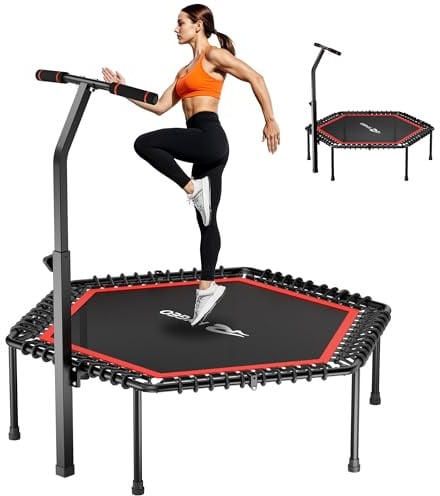 Mini trampolino fitness da 50 pollici per adulti – Rimbalzo da interno con telaio robusto ideale per l'allenamento a casa ed esercizi sportivi. Portata massima 230 kg.