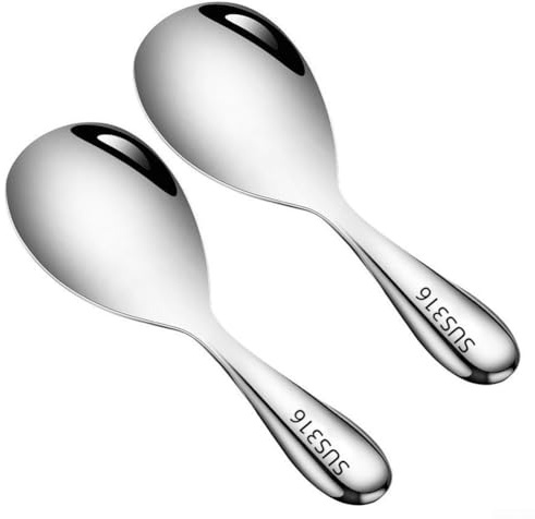 2pcs Stainless Steel Rice Shovel Spoons with Nonstick Technology, Thickened Build for Extra Durability, Ergonomic Handles for Comfortable and Precise Serving