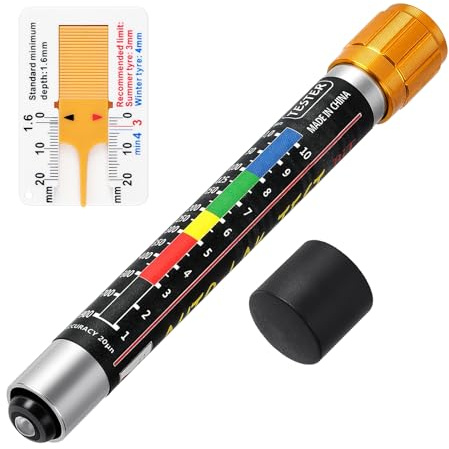 vsshe Paint Tickness Gauge, Magnetic Waterproof Coating Portable Tester, Equipped with Tire Tread Gauge (0-20mm) for Used Car Inspection Damage Crash Sheet Metal Check Verifying Car Thickness Paint
