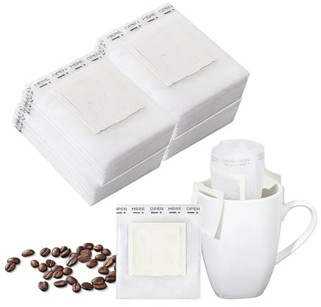 50Pcs Disposable Hanging Ear Coffee Filter Bags, Portable Single Serve Drip Coffee Paper Filters, Universal Drip Coffee Filter Cups Fit Most Mugs, Ideal for Travel, Camping, Home & Office Use