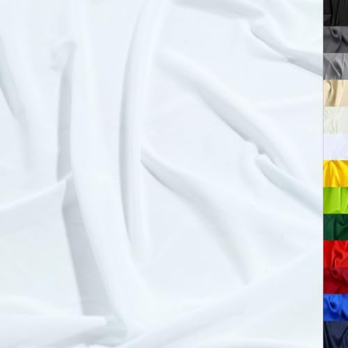 TOLKO weißer leichter Sommer Stoff Meterware für Rock Bluse Deko | halb transparent weich fallend | Dekostoff für Gardine Vorhang Hochzeit Stoffe zum Nähen Meterware