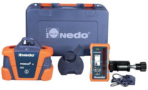 Nedo PRIMUS 3 H Rotationslaser mit ACCEPTOR MAXX Laserempfänger – vollautomatischer horizontaler Baulaser mit EasyControl – Laserklasse 2