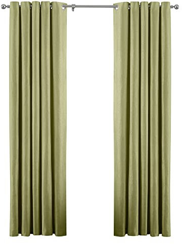 Riva Paoletti Atlantic Ringtop Eyelet Curtains (Pair) - Green - Woven Twill Fabric - Ready Made - 100% Polyester - 117cm width x 137cm drop (46 x 54 inches) - Designed in the UK