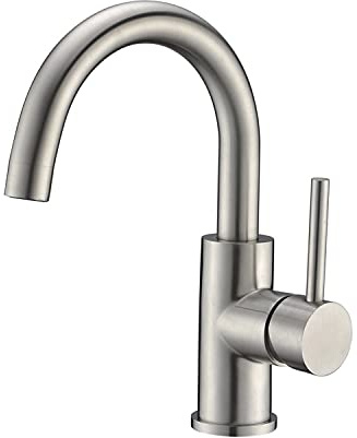 CREA Bar Sink Faucet, Bathroom Kitchen Faucet Brushed Nickel Pre Wet Small Mini Kitchen Bath Utility Marine Faucet Single Hole Stainless Steel Farmhouse Vanity Lavatory Faucets Outdoor