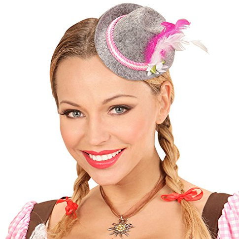 NET TOYS Mini Fedora Hut mit Feder Trachtenhut Oktoberfest Tiroler Hut Damen Bayrischer Damenhut