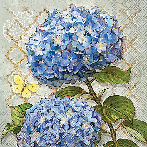 Celebrate the Home Papierservietten, 3-lagig, Blumen-Motiv, Blau