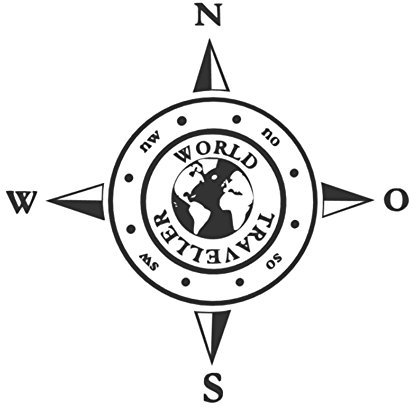 Generic Autocollant boussole 20 cm 30 cm pour camping-car, caravane, voiture - Rose des vents (173/4) (30 cm, gris argenté brillant)