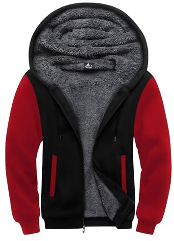SwissWell Herren Fleecejacke Full Zip Kapuzenjacke Winter Sweatjacke mit Kapuze Gefütterte Hoodie Männer
