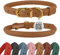 BRONZEDOG Hundehalsband aus gerolltem Leder mit QR-ID-Tag, verstellbar, weiche runde Halsbänder für kleine, mittelgroße und große Hunde, Welpen, Katzen (Hellbraun, 28-36 cm)