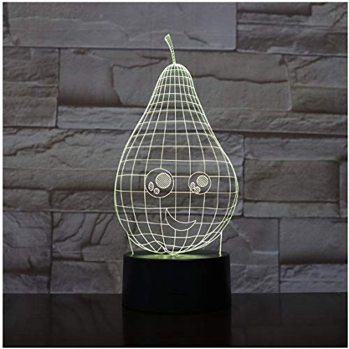 Cartoon Pera Lampada 3D Led Night Light Usb Touch Rbgnovelty Lighting Bambino Bambini Baby Gadget Regalo Decorazioni Per Frutta