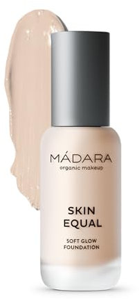 MÁDARA Organic Skincare | Skin Equal Soft Glow Foundation SPF15#10 PORCELAIN - 30ml, Leichte Mineralfoundation, Longwear, Natürlich strahlendes Hautfinish und regulierbare Deckkraft, Vegan