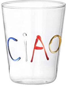 KASANOVA Bicchiere scritta Ciao in vetro borosilicato, da 380 ml multicolore