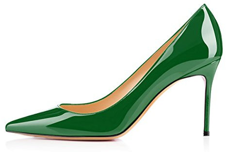 Soireelady Damen Fashion Pumps,Hohe Abstze mit Geschlossener Spitze,Comfort Pumps Lack Grün EU 42