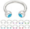 Treuheld® | Silbernes HUFEISEN Piercing Ring mit Kristallen - [86.] 1.2 x 6 mm (Kugeln: 4mm) - hellblau/aqua
