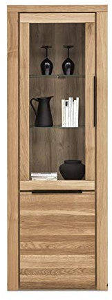 Vitrine Greta Standvitrine Schrank 70 cm Eiche geölt Teilmassiv NEU/OVP
