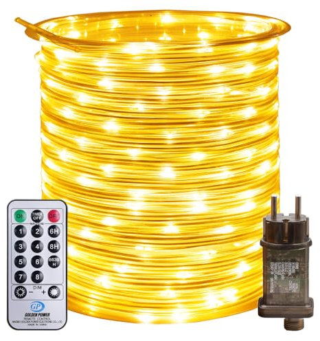 RcStarry New 50M 500LEDs Lichterschlauch Strombetrieben Lichterkette mit Fernbedienung & Timer, 8 Modi, Durchmesser 3mm Lichtschlauch IP67 Wasserdicht, für Außen Innen - Warmweiß