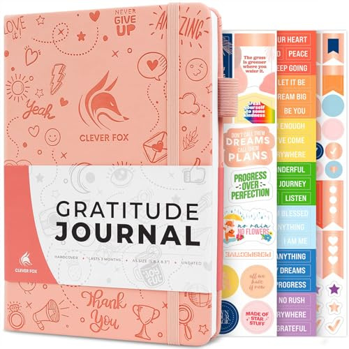 Clever Fox Gratitude Journal – Happiness, Positivity & Affirmation Daily Journal – Inspirational Daily Notebook – 3 mesi, A5 (rosa chiaro)