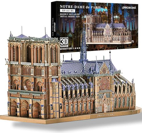 Piececool 3D Puzzle Metal Notre Dame de Paris, Scenic Buildings Craft Model Kits for Adults to Build, 3D Puzzles Adult Teens for 304 Stainless Steel, Ideal as Gifts, Home Decoration, DIY, 382 Pieces
