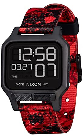 Nixon Herren Digital Quarz Uhr mit Gummi Armband A1320-008-00