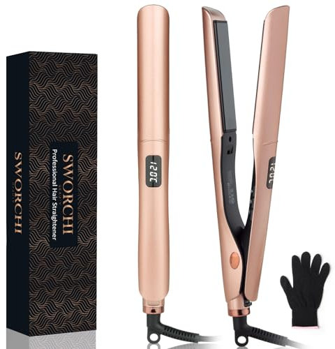 Plancha de Pelo Profesional SWORCHI Plancha del Pelo con Revestimiento Cerámico Planchas Pelo Pantalla LED Calentamiento Rápido de 30 s Hair Straightener Temperatura Ajustable de 120-230 ℃