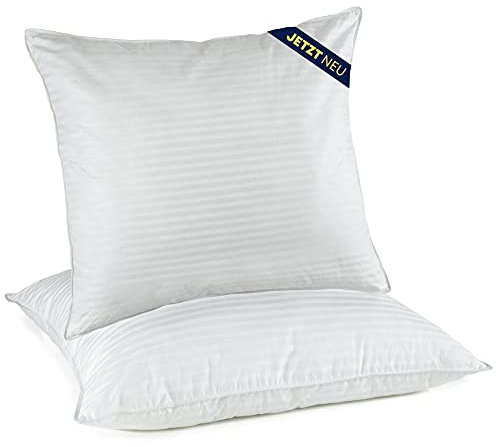 MALIKA® Kopfkissen 80x80 im 2er Set | mit 100% Baumwoll Satin | Öko-Tex Standard 100 | Bettkissen Allergiker Kissen