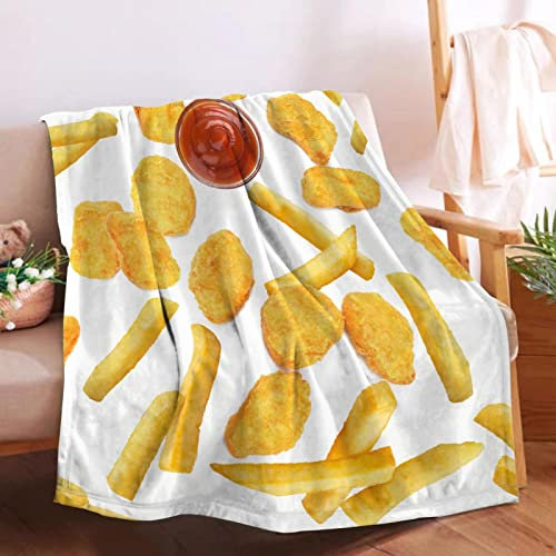 Chicken Nuggets Pommes Frites Decke, Überwurf, super weich und gemütlich, Decken für Heimdekoration, Couch, Bett, Sofa, 127 x 101,6 cm, klein für Kinder für alle Jahreszeiten