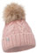 ELIMELI® Winter Mütze Damenmütze mit Fell-Bommel Fleece Innenfutter gefüttert - warme Damen Bommelmütze Strickmütze - Wintermütze mit Kunstfell Bommel - Slouch Strick Beanie Made in EU (rosa)