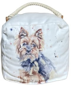 Assorted Doorstop Door Stop Stopper Filled Heavy Doorstop Faux Leather Novelty Wedge (Yorkie Cube Doorstop)