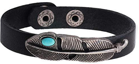 Federn PU Lederarmband Türkis verstellbare Armreifen mit Druckknopf Rot Umweltfreundlich und praktisch