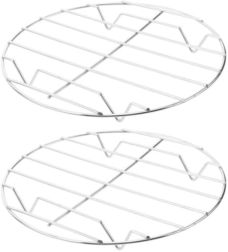 Operitacx 2 Pezzi Griglia Rotonda in Acciaio Inossidabile, Supporto per Cottura a Vapore E Arrostimento, Lavabile in Lavastoviglie, Ideale per Barbecue E Forno, 22cm