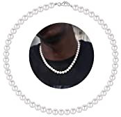 Hipwope Faux Perlenkette für Herren - Weiße Perlenkette Choker 16/18/20/22/24 Zoll Länge Herrenschmuck