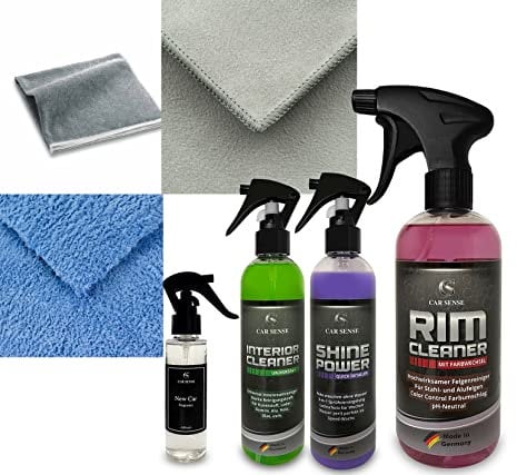 Car Sense Car Sense 9-teiliges Autopflege Set x Interior Cleaner 250ml 1x Rim Cleaner 500ml 1x Shine Power 250ml 1x Auto Parfüm 100ml 1x Poliertuch 1x High-End Tuch 3x Microfasertuch