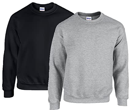 Gildan Men's Fleece Crewneck Sweatshirt, Style G18000/1x Black + 1x Sport Grey + 1x HL Kauf Notepad, Size M