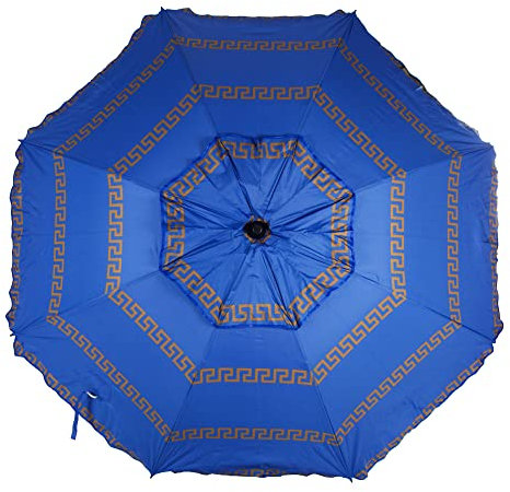 CREVICOSTA QUALITY MARK MARCAS DE CALIDAD - Sombrilla 200 cm con Espiral y Poste de Recorrido Total. Protección total contra los Rayos UV. 8 Varillas (Olimpia Azul)