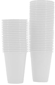 SWAVGO - Einwegbecher 180 ml - Trinkbecher, Partybecher, Plastikbecher, Bierbecher, Mundspülbecher - Becher für Partys Geburtstage Festivals Zahnärzte Tattoo Kosmetikstudio etc. (50, Weiß)