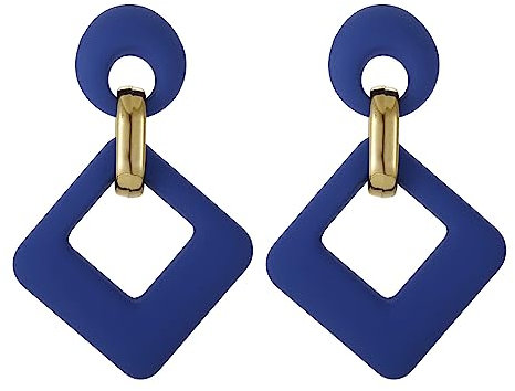 SIXDUTON Ohrringe Creole für Damen, Hypoallergen Groß Rechteck Neon Statement Ohrringe Modeschmuck für Frauen und Mädchen (Königsblau)