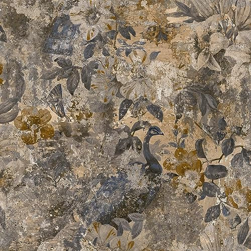 Cascading Gardens Wallpaper Collection Thalia Navy Holden 91450 Peacock Distresse Concrete