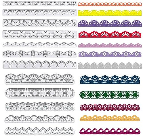 ABTOLS 12 Stück Metall-Stanzformen, Blumenrand, Bordüre, Prägeschablonen, Spitzenbordüre, Vorlage für Karten, Scrapbooking und Bastelarbeiten, Album, Papierkarten-Dekoration