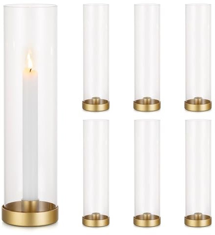 Romadedi Bougeoir Doré avec Verre Amovible - Lot de 6 Chandelier en Métal pour Bougie Decorative Deco Maison Bougeoirs pour Centre de Table Mariage Noël Fête