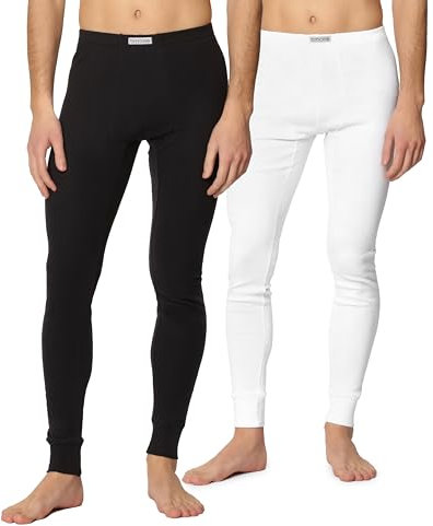 Timone Herren Lange Unterhose TI30-127 ((2er Pack) Schwarz/Weiß, XXL)
