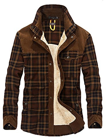 Chemise thermique pour homme - Doubûcheron - Avec capuche - Polaire à carreaux - En flanelle - Manches longues - Fermeture éclair - Chemise à carreaux - Chemise à capuche - Veste de bûcheron - Chemise