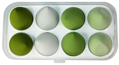 EUDUQ 8 Stück Make up Schwamm Set,Beauty Blender groß Make Up ei bunt Puderquaste Kosmetik Schwämmchen Waschbar Sponge Abschminkpads für Flüssigkeit Foundation Puder Sonnenschutz Grüner