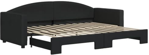 Willood Tagesbett Bettsofa Sofa Bett Sofabett Schlafsofa Bettgestell Ausziehbar Schwarz 80x200 cm Stoff