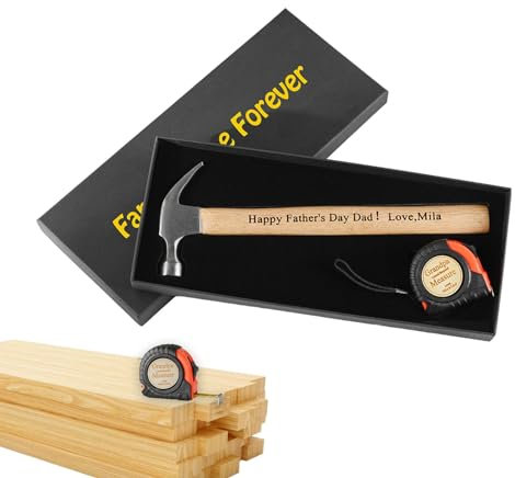 Fukamou Papa Hammer, Papa Maßband,Alles Gute zum Vatertag Hammer - Maßband- und Hammer-Werkzeugset, Größenmessband, Happy Father's Day Hammer für Männer